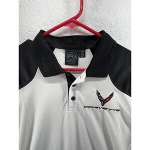 Corvette Mens Golf Polo Large Stormtech White Black H2X Dry Stingray